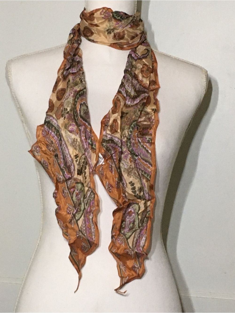 Oscar de la Renta Paisley Scarf in Saffron and Lavender